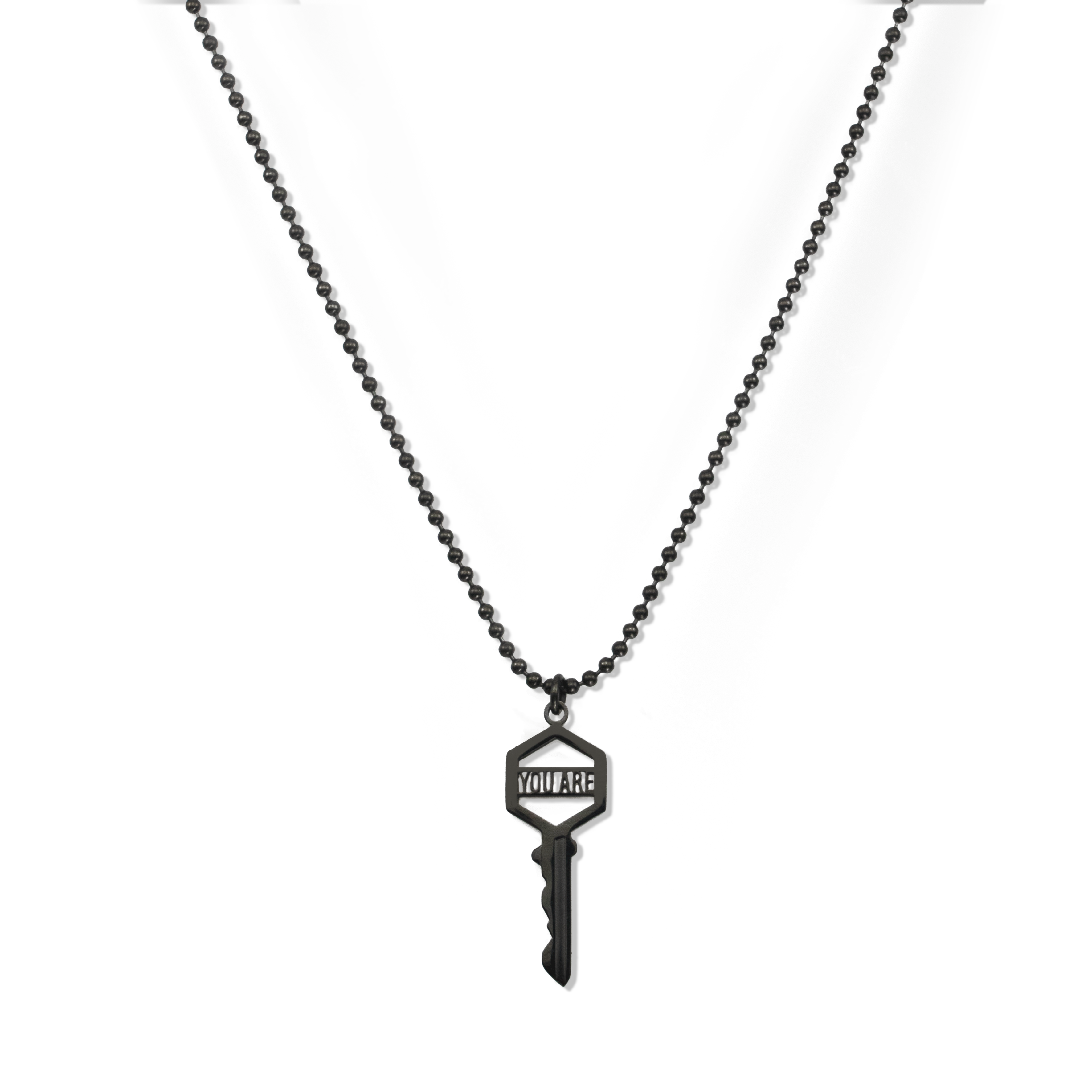 Men's You Are The Key Necklace - Black Hematite