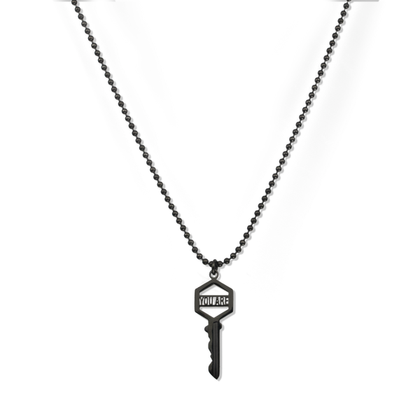 Men's You Are The Key Necklace - Black Hematite