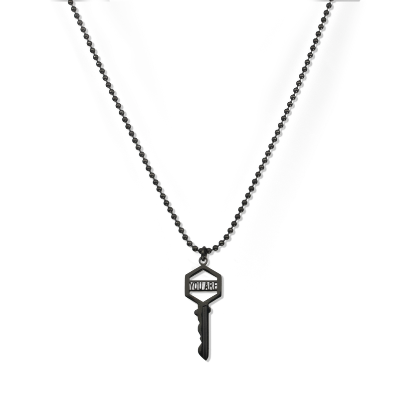 Men's You Are The Key Necklace - Black Hematite