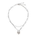 Don't Give Up Locket Necklace Bundle - White Gold