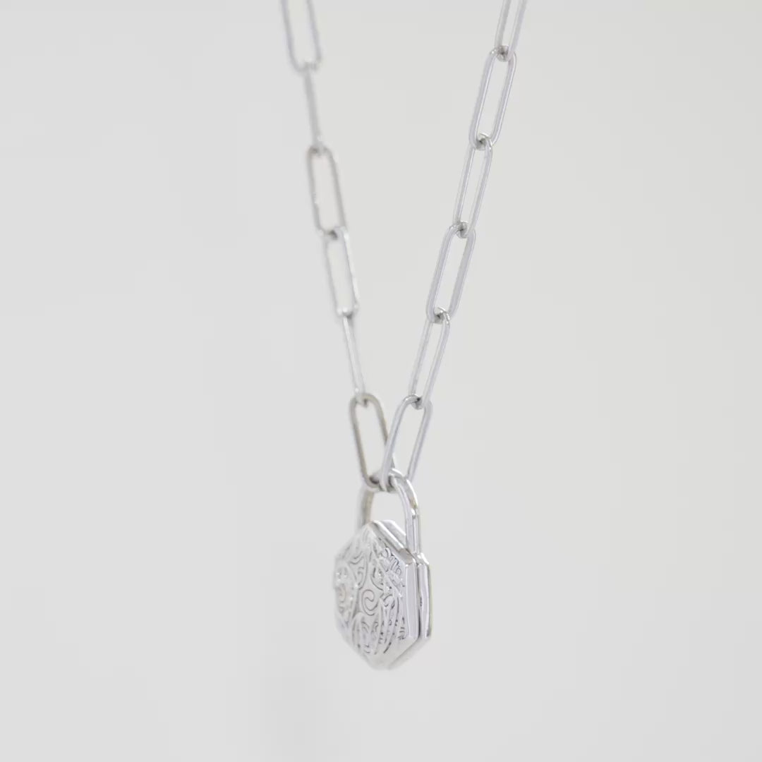 Don't Give Up Locket Necklace Bundle - White Gold