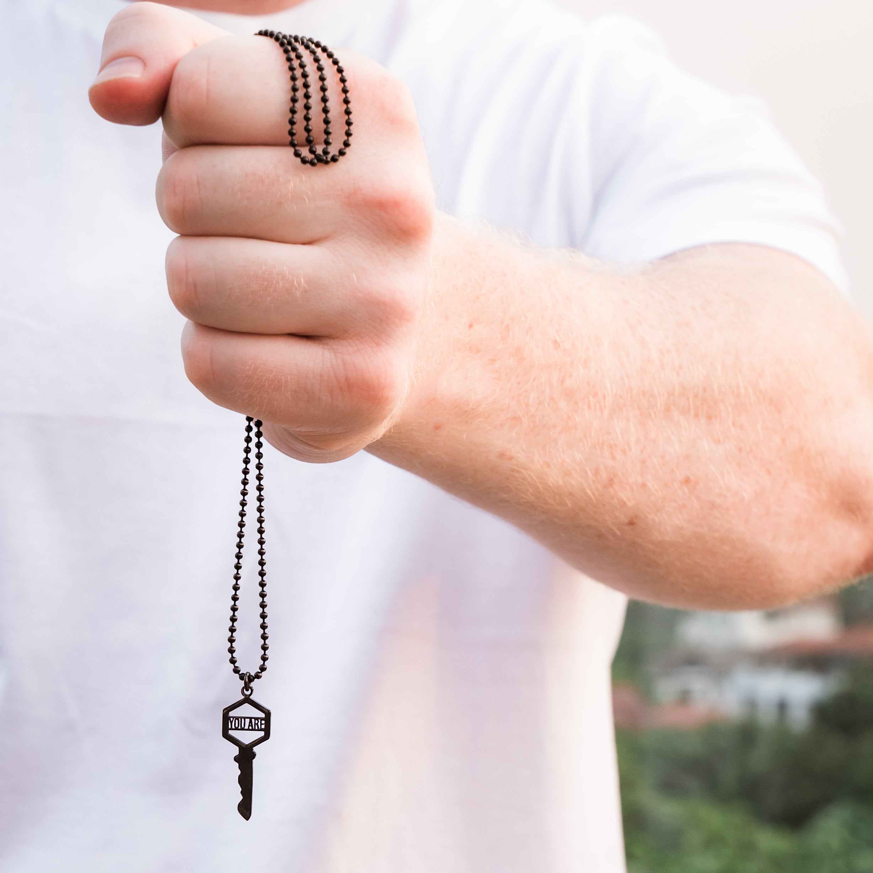 Men's You Are The Key Necklace - Black Hematite
