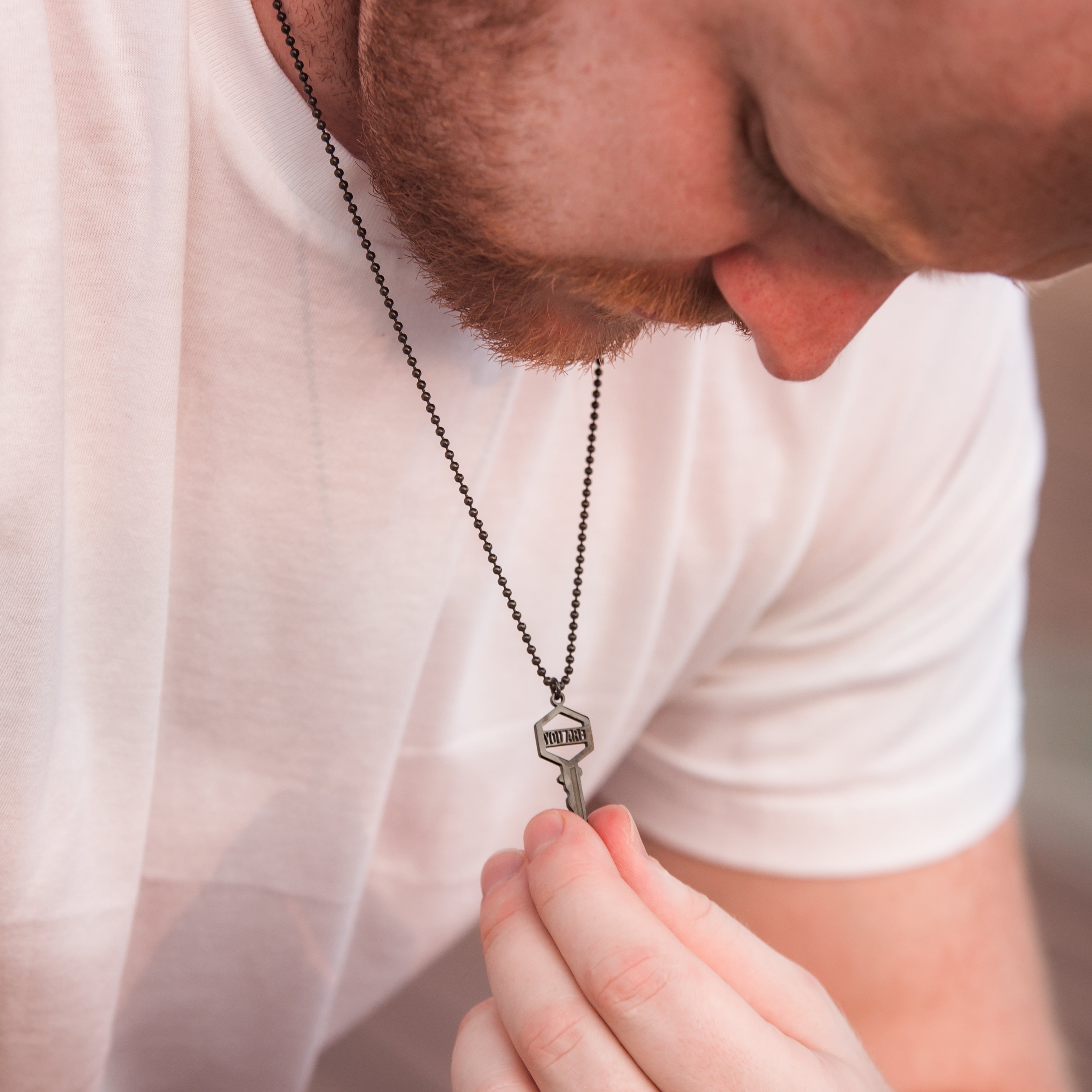 Men's You Are The Key Necklace - Black Hematite