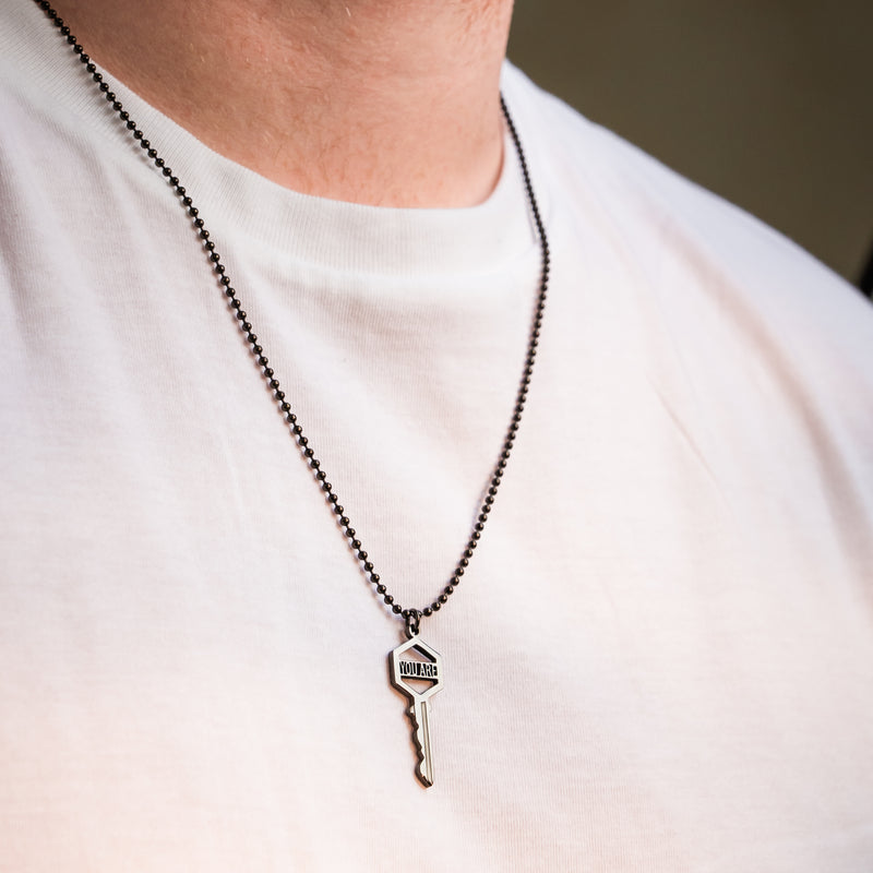 Men's You Are The Key Necklace - Black Hematite