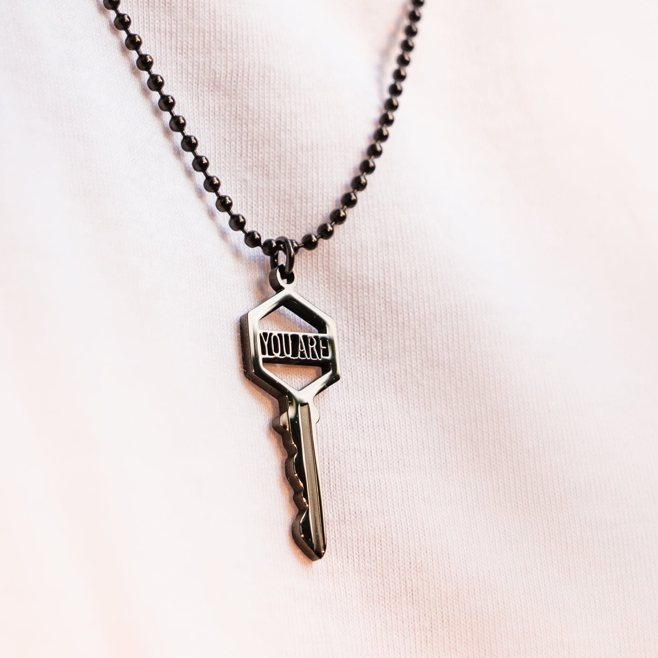 Men's You Are The Key Necklace - Black Hematite