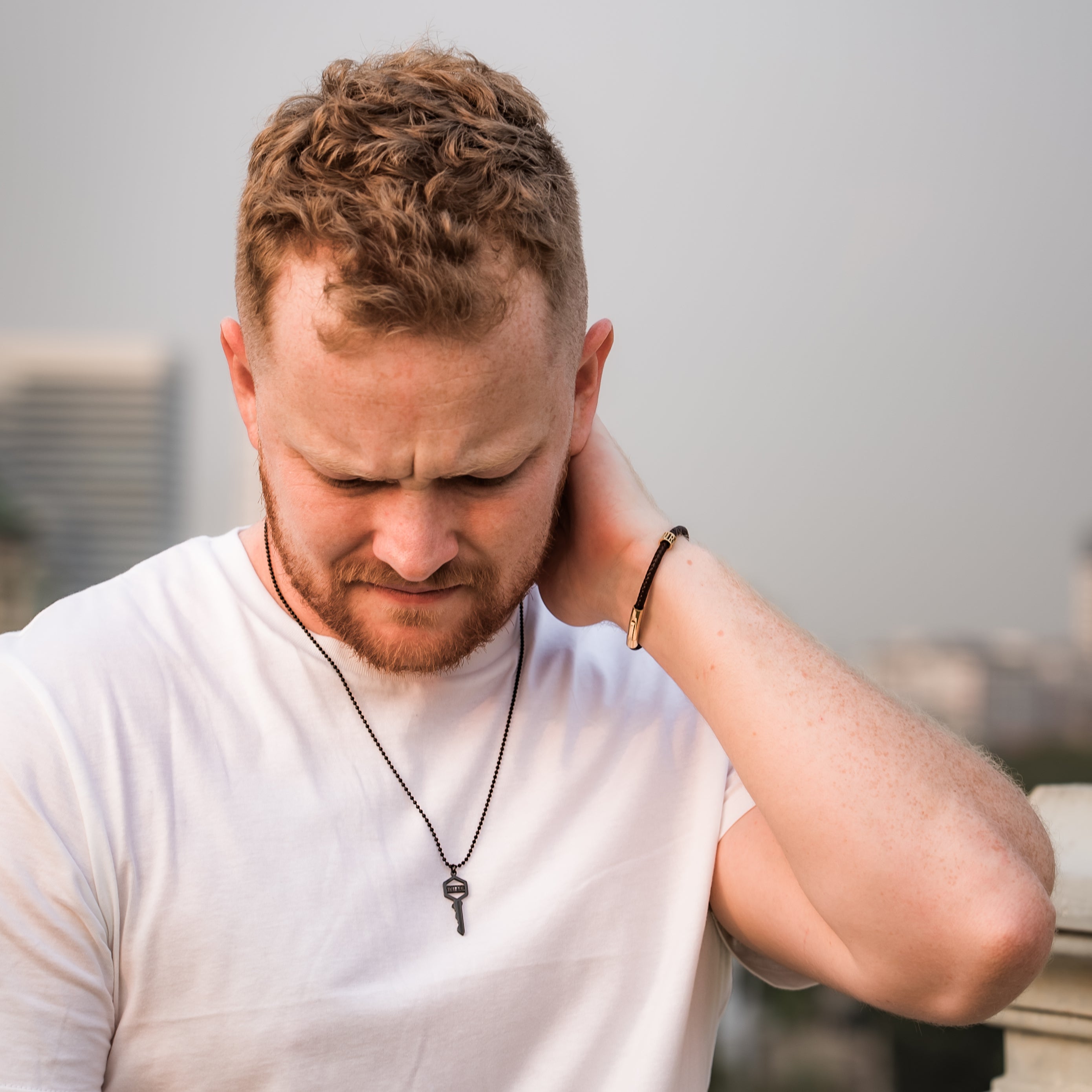 Men's You Are The Key Necklace - Black Hematite
